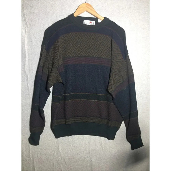 Mens Florence Tricot Sweater Grandpa Italy Wool Blend Oversized Casual Vintage - Picture 1 of 4